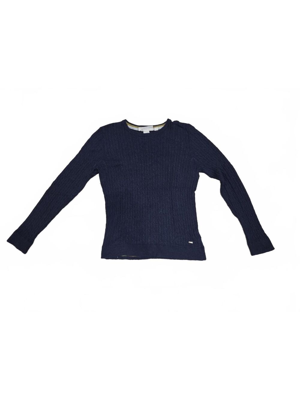 H&M L.O.G.G. Navy Blue Cable Knit Crewneck Pullover Sweater Size M